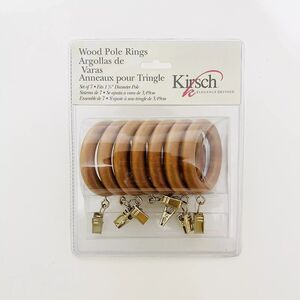 Kirsch Elegance Defined NEW Wood Pole Curtain Rings Set Of 7 Warm Oak